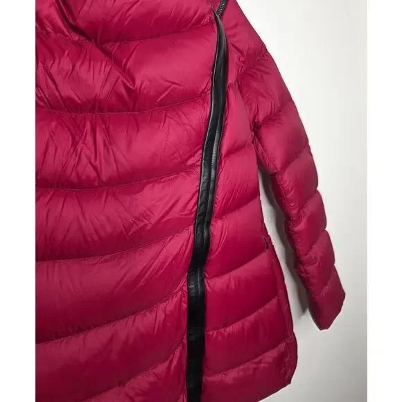 Mackage Queren convertible down puffer coat vest leather trim - red - small - Picture 2 of 16